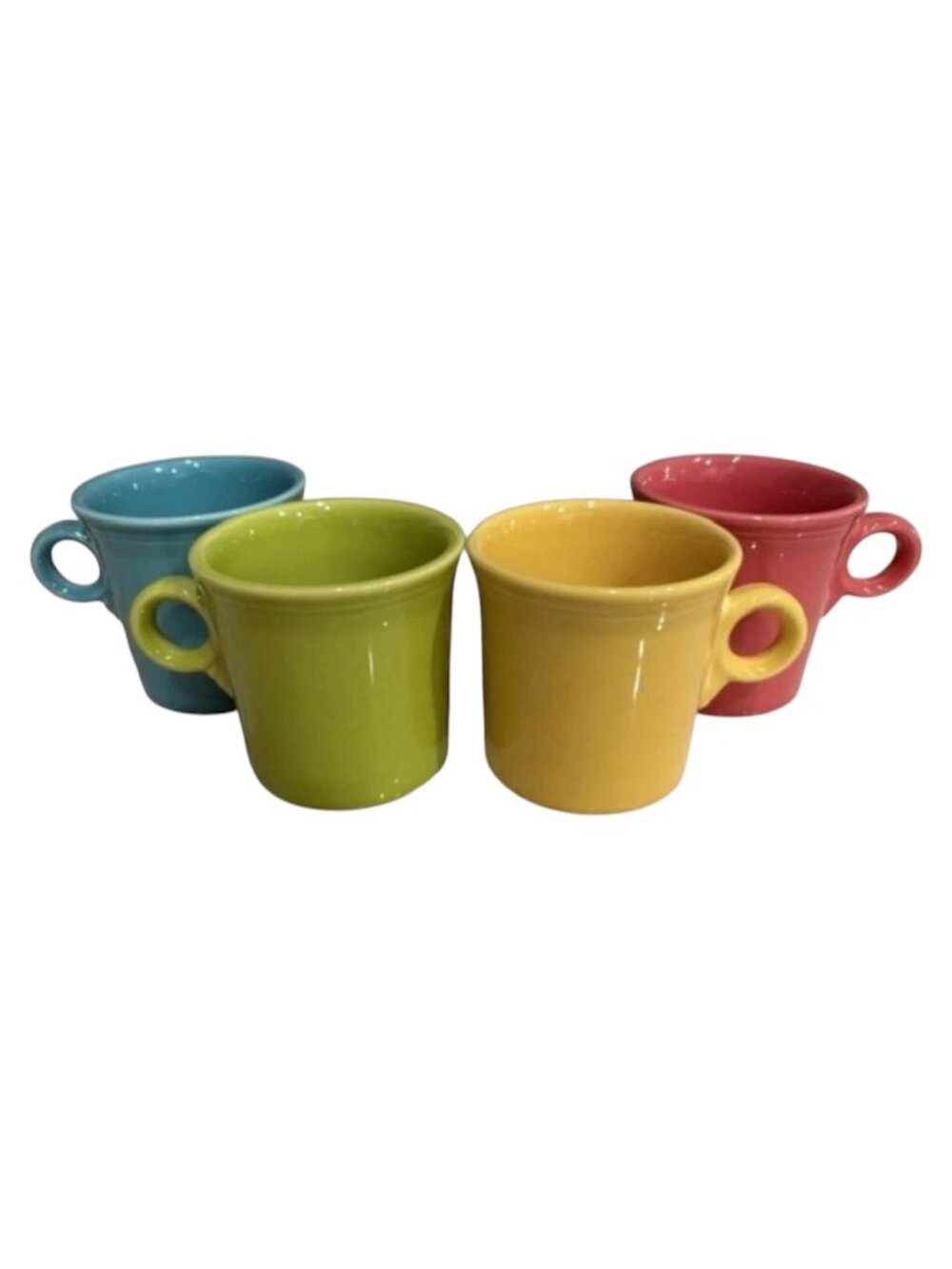 4 Fiestaware Coffee Mugs Cups Ring Handle HLC Turquoise Flamingo Sunflower Lemon